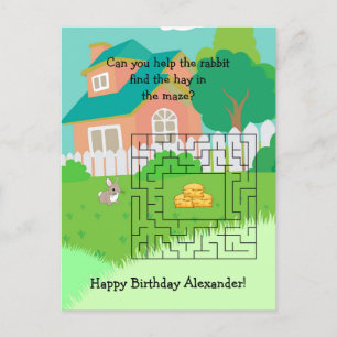 Kanin och Hay Birthday Maze Postcards för barn Vykort