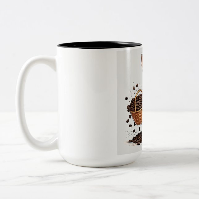 Kanin och kaffeböna-mugg Två-Tonad mugg (Vänster)