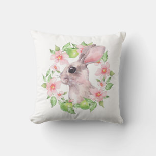 Kanin och rosa blommor kudde