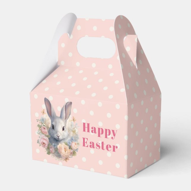 Kanin omgiven av pastellfärgade blommor Söt påsk Presentaskar (Framsidan Sidan)