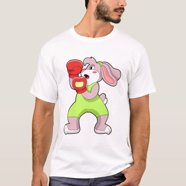 Kanin på boxning med boxningshandskor t shirt (Framsida)