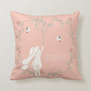 Kanin på den blom- kranpersonligen för bris kudde