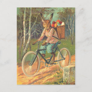 Kanin på sin cykel som levererar ägg! vykort