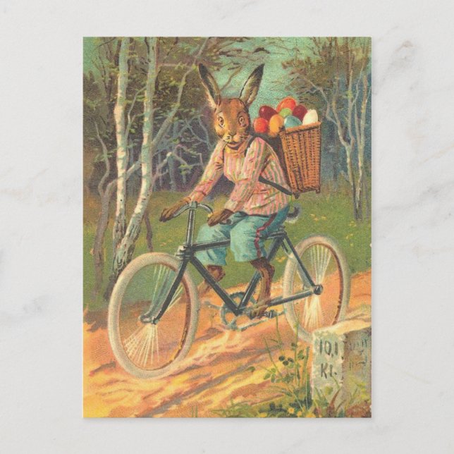 Kanin på sin cykel som levererar ägg! vykort (Framsida)