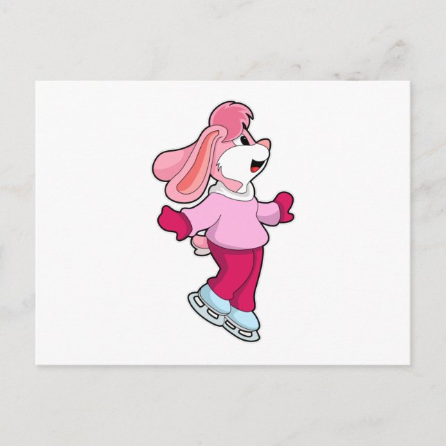 Kanin på skridskoåkning med skridskor vykort (Framsida)