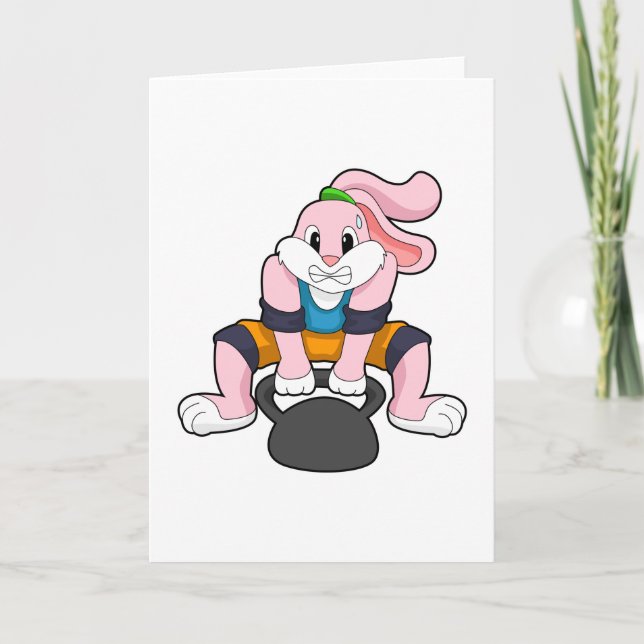 Kanin på träning med hantel.PNG Kort (Framsida)