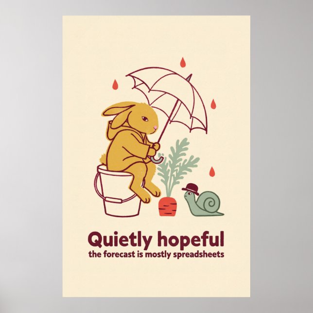 Kanin Paraply Morot Risograph Affisch (Framsidan)