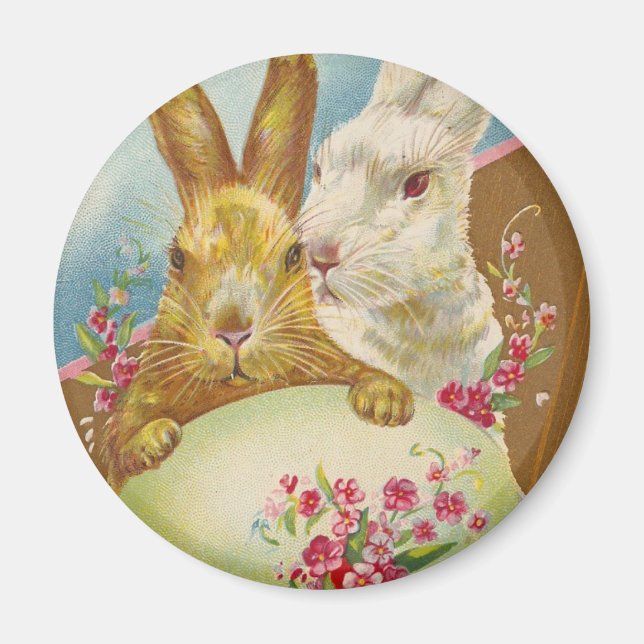 Kanin Påsk Hälsning Vintage Magnet (Framsidan)