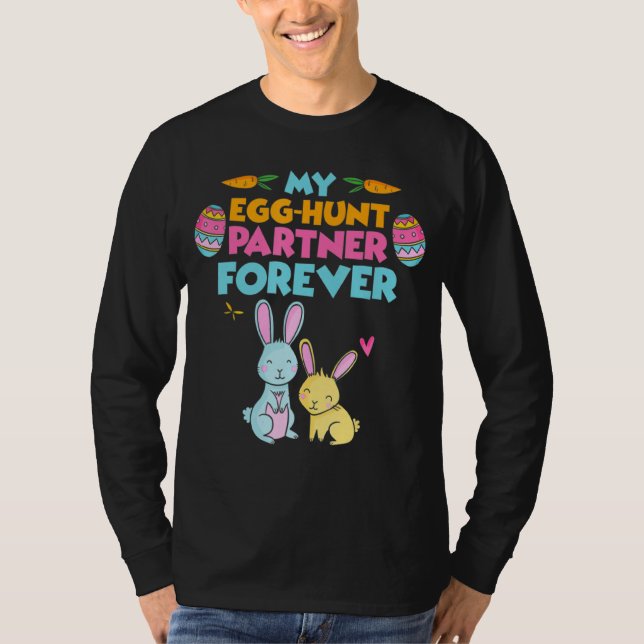 Kanin Påskägg Glad påsk Day Egg Hunt Partne T Shirt (Framsida)
