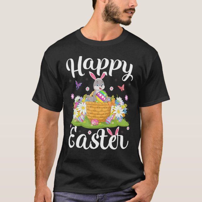 Kanin Påskägg Hunting Blommigt Rabbit Påsk Sol T Shirt (Framsida)