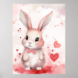 Kanin Pastell med hjärtan Poster