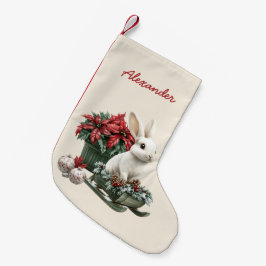 Kanin Poinsettia Anpassat Namn Liten Julstrumpa
