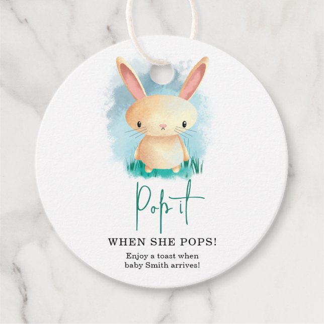 Kanin Pop den när hon föder baby shower Gåvor Etiketter (Framsida)