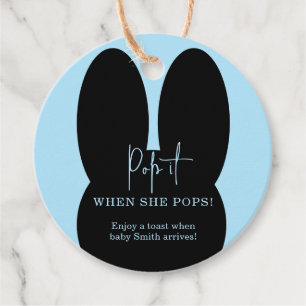 Kanin Poppa den när hon poppar baby shower Gåvor Etiketter