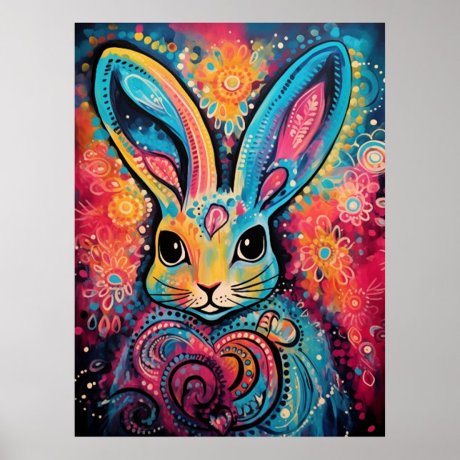 Kanin Positiva vibrationer hjärtan Poster (Framsidan)
