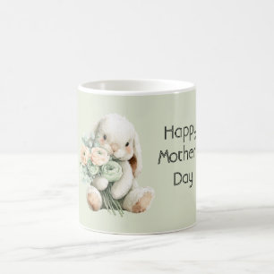 Kanin Ranunculus Blommor Glad mors dag Kaffemugg