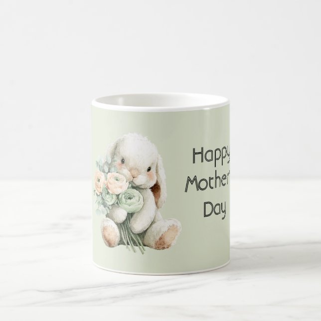 Kanin Ranunculus Blommor Glad mors dag Kaffemugg (Center)