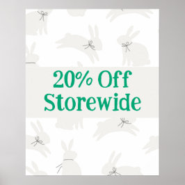 Kanin rea skylt, 20% rabatt reaaffisch, påskrea poster