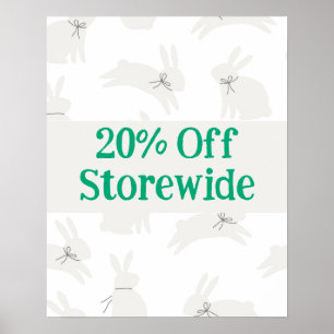 Kanin rea skylt, 20% rabatt reaaffisch, påskrea poster