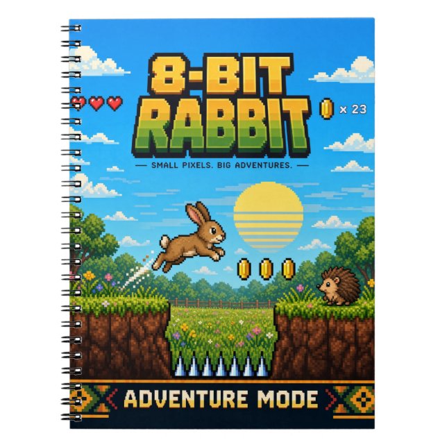 Kanin, Retro 8-Bit Pixel Art Anteckningsbok (Framsidan)