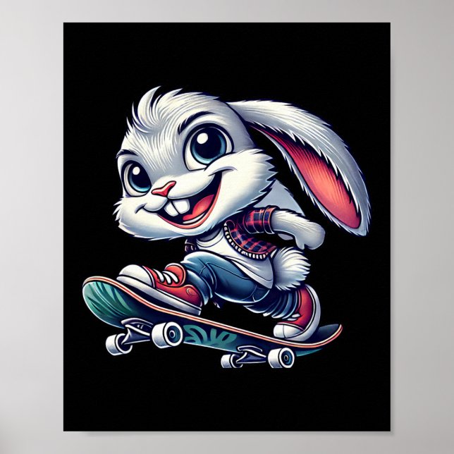 Kanin Skateboard Skatare  Poster (Framsidan)