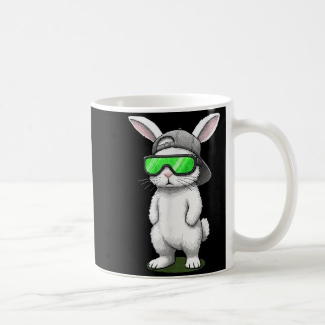 Kanin solglasögon mössa cool kanin pixel påskdag kaffemugg (Höger)