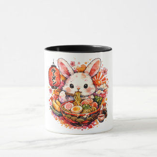 Kanin som äter Ramen Mugg