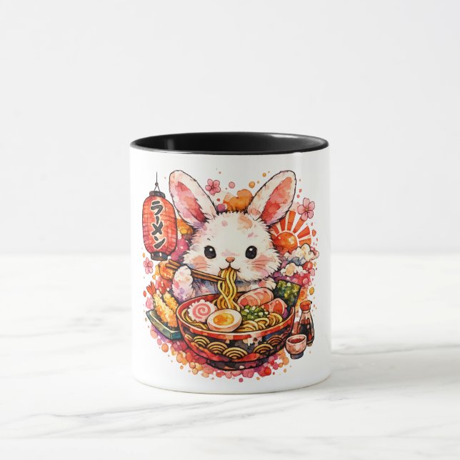 Kanin som äter Ramen Mugg (Center)