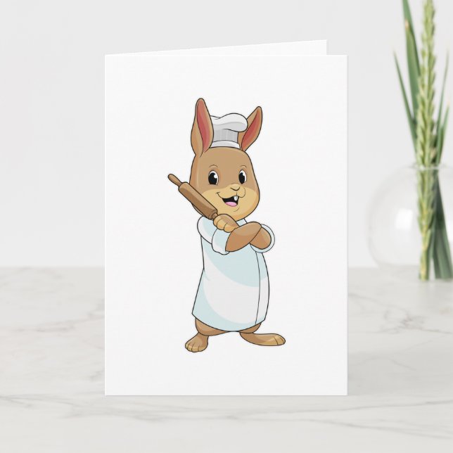 Kanin som bagare med rullningskäpp kort (Framsida)