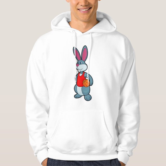 Kanin som basketspelare med basket hoodie (Framsida)