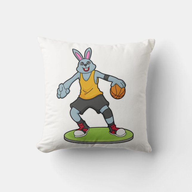 Kanin som basketspelare med basket kudde (Framsida)