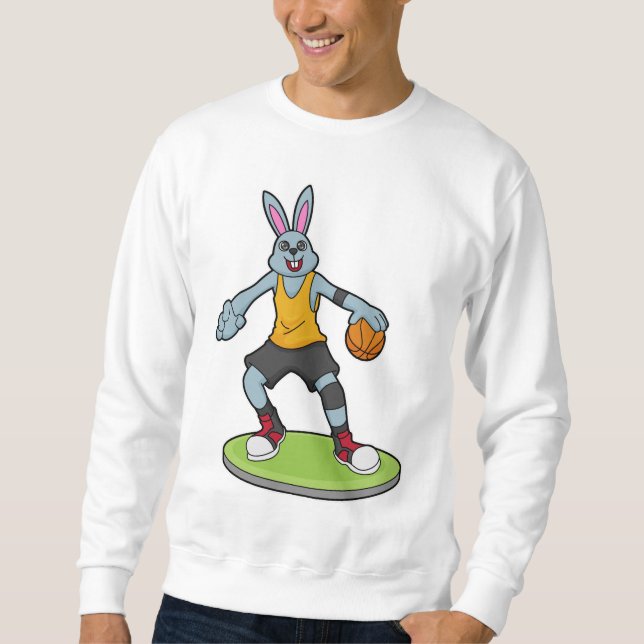 Kanin som basketspelare med basket lång ärmad tröja (Framsida)