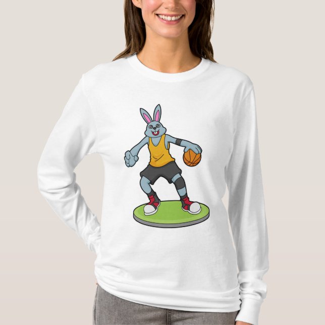 Kanin som basketspelare med basket t shirt (Framsida)