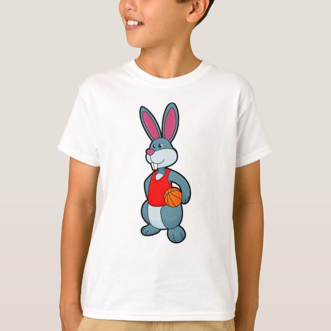 Kanin som basketspelare med basket t shirt (Framsida)