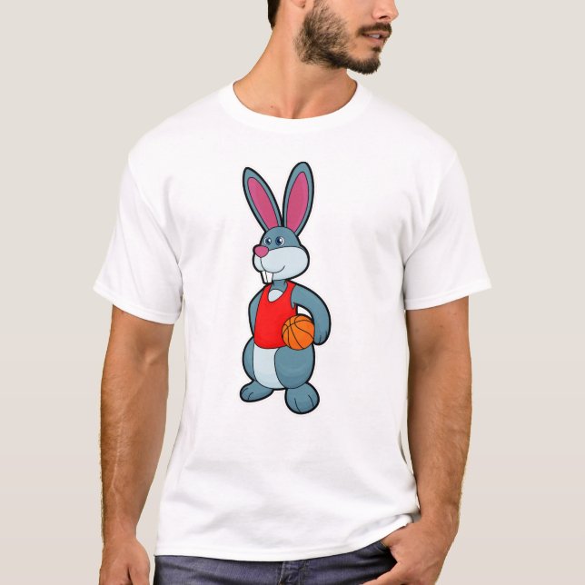 Kanin som basketspelare med basket t shirt (Framsida)