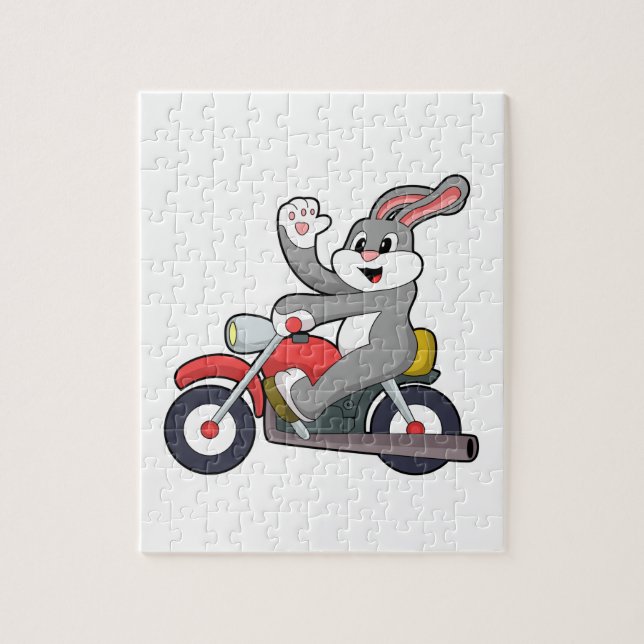 Kanin som Biker med motorcykel.PNG Pussel (Vertikal)