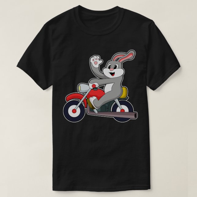Kanin som Biker med motorcykel T Shirt (Design framsida)
