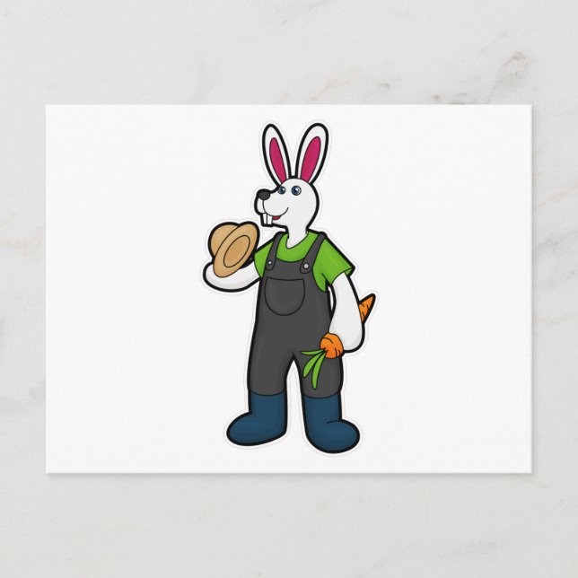 Kanin som bonde med morot & hatt vykort (Framsida)