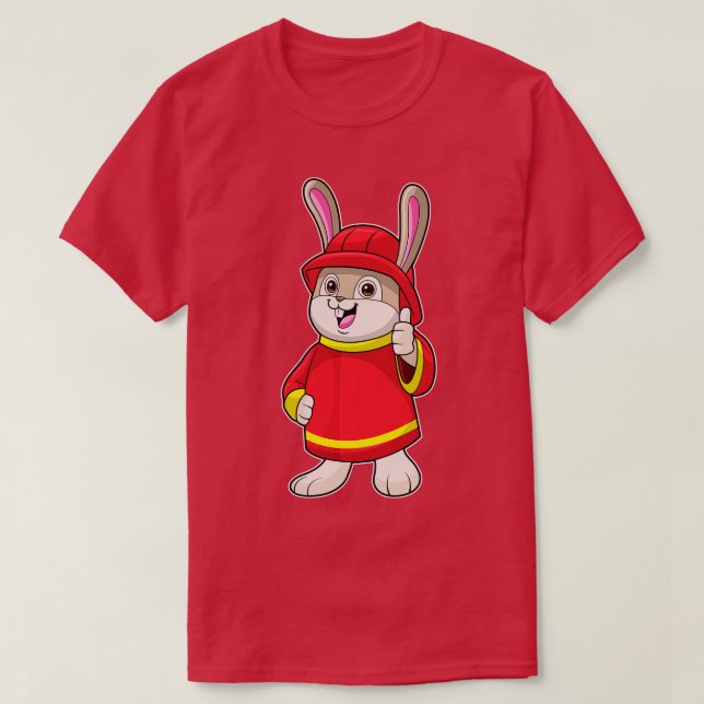 Kanin som brandman med Helmet T Shirt (Design framsida)