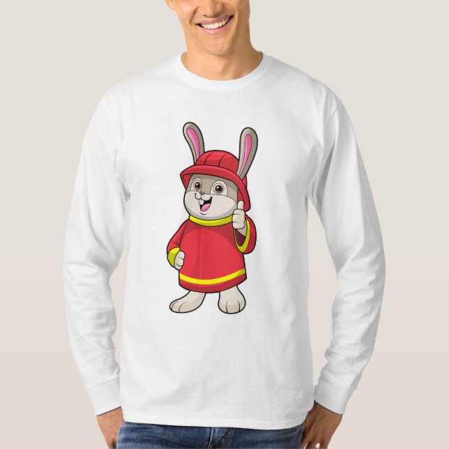 Kanin som brandman med Helmet T Shirt (Framsida)