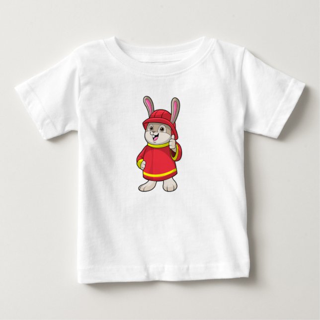 Kanin som brandman med Helmet T Shirt (Framsida)