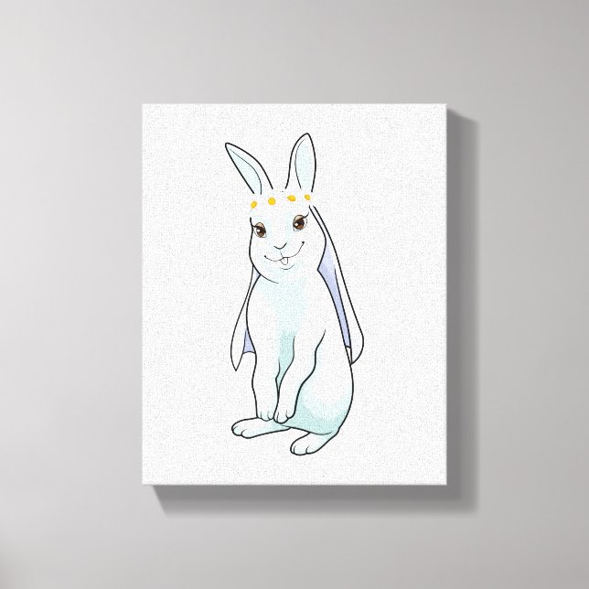 Kanin som brud med blomsterkrans canvastryck (Framsida)