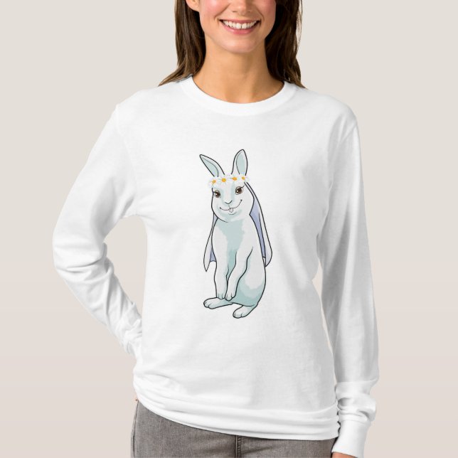 Kanin som brud med blomsterkrans t shirt (Framsida)