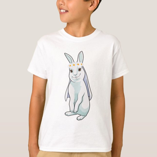 Kanin som brud med blomsterkrans t shirt (Framsida)