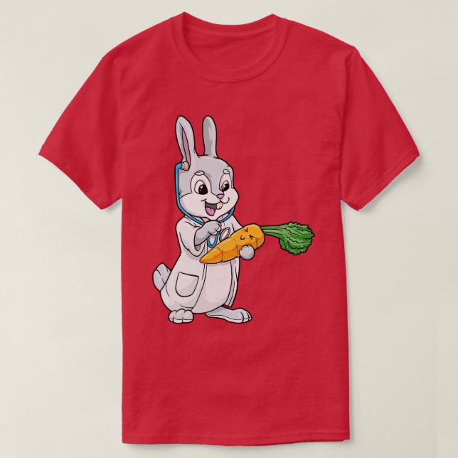 Kanin som doktor med stethoskop och morot t shirt (Design framsida)