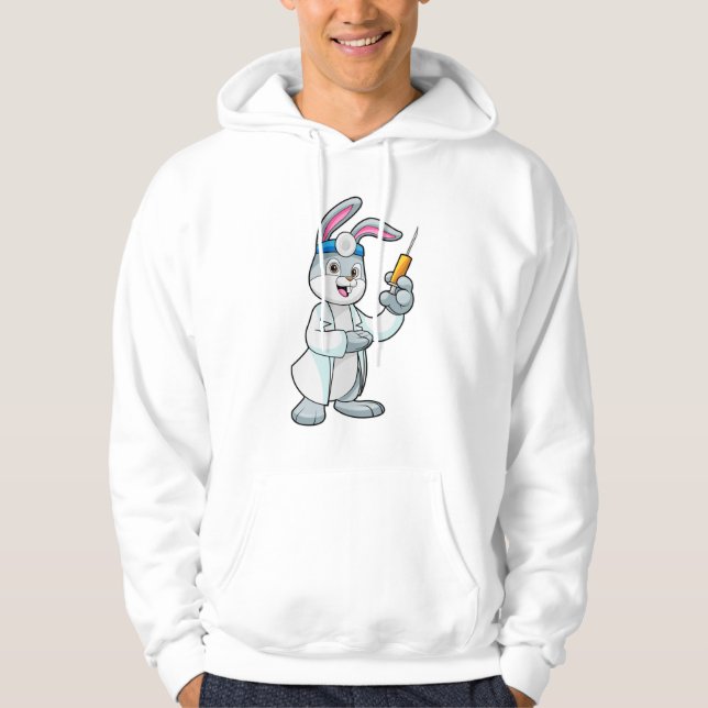 Kanin som Doktor vid vaccination med sprutan Hoodie (Framsida)