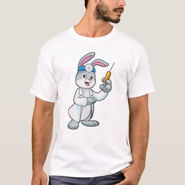 Kanin som Doktor vid vaccination med sprutan T Shirt (Framsida)