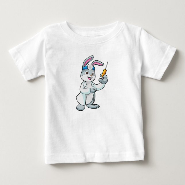 Kanin som Doktor vid vaccination med sprutan T Shirt (Framsida)