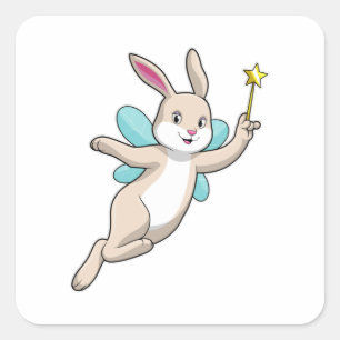 Kanin som Fairy med Magic trollspö Fyrkantigt Klistermärke