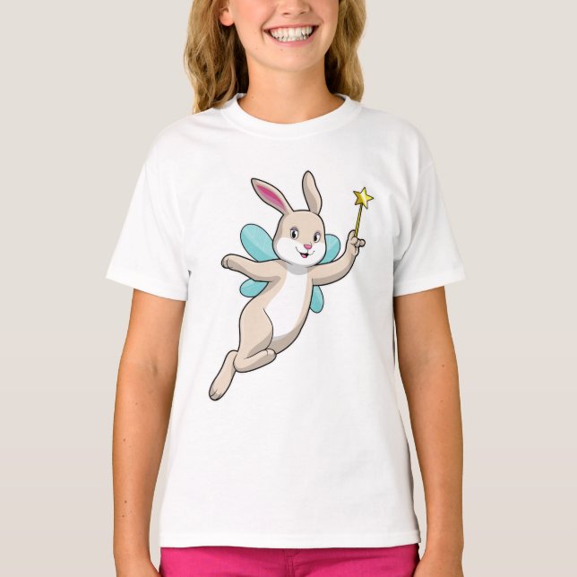 Kanin som Fairy med Magic trollspö T Shirt (Framsida)